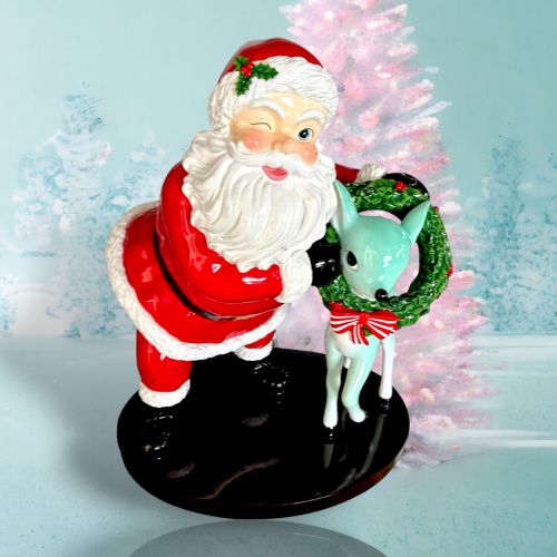 48in Retro Red Santa w/Deer Display - IN STOCK
